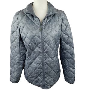 32 Degree Heat Puffer Jacket Size Medium in Silver/Gray Full Zip-Packable